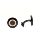Ferre Milano Cufflinks Black With Ip Rose Gold Circle Design On The Face