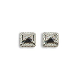 Fere Milano Earrings Silver Color With Stone Square Design