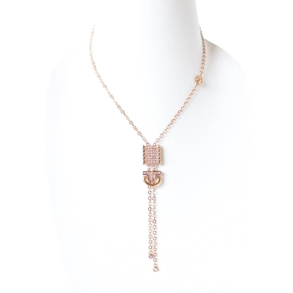 Ferre Milano Necklace Ip Rose Gold With Stone Square Design | Fashion Jewellery | GCC | Jewellery | Necklace | SP | Women Necklaces | Womens