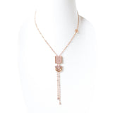 Ferre Milano Necklace Ip Rose Gold With Stone Square Design