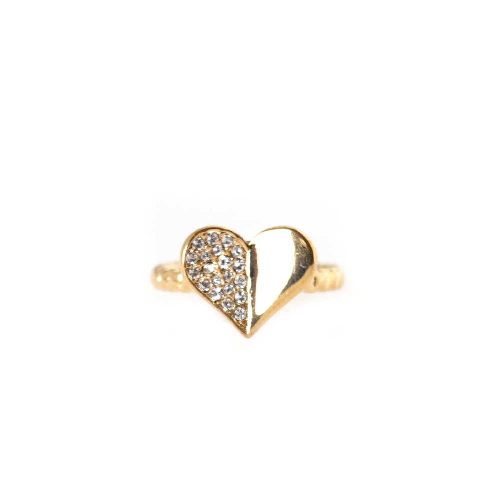 Ferre Milano Ring Ip Ip Rose Gold With Stone Heart Design