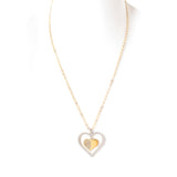 Ferre Milano Necklace Silver Color & Ip Gold With Stone Heart Design