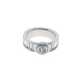 Ferre Milano Ring Silver Color With Crystal Around F Logo In Mid