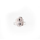 Ferre Milano Ring Silver Color With Stone & Brand Logo On Top
