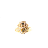 Ferre Milano Ring Ip Gold With Stone & Brand Logo On Top