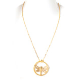 Ferre Milano Necklace Ip Gold Butterfly On Round Frame Design