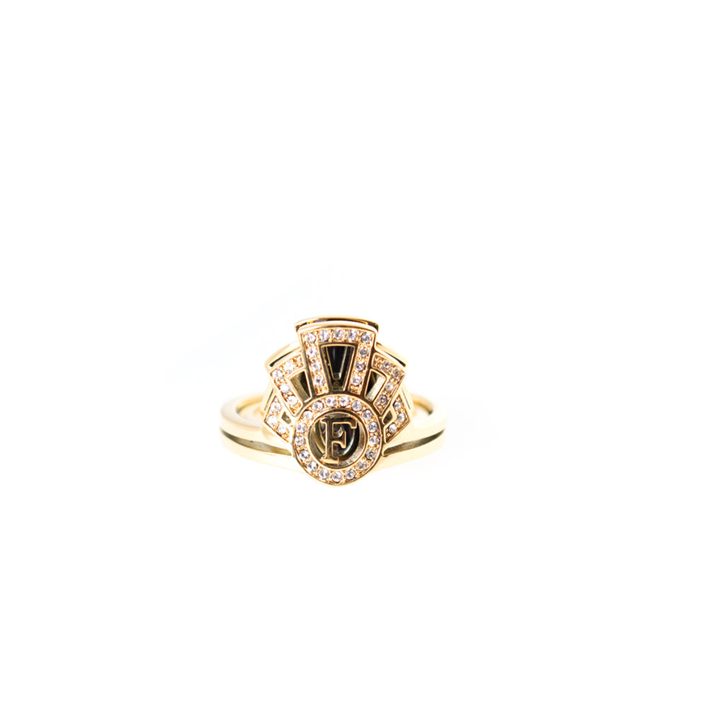 Ferre Milano Ring With Brand Logo On Top Size 8