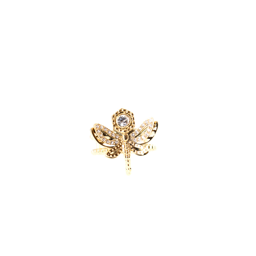Ferre Milano Ring Ip Gold With Stone Butterfly Design