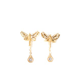 Ferre Milano Earrings Ip Gold With Stone Butterfly Design
