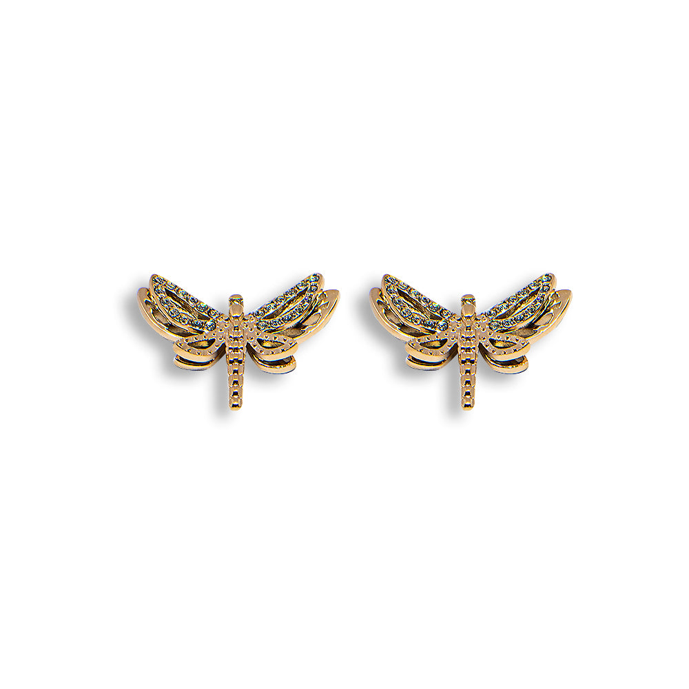 Ferre Milano Earrings Full Ip Rosegold Coated With Stone/ Butterfly Design