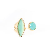 Ferre Milano Ring Ip Gold With Green Stone On Top