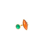 Ferre Milano Ring Ip Gold With Red & Green Stone