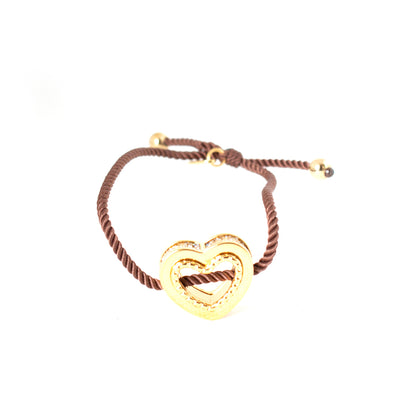 Ferre Milano Bracelet Ip Gold & Brown String With Stone