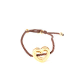 Ferre Milano Bracelet Ip Gold & Brown String With Stone