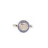 Ferre Milano Ring Silver With Blue Stone & Mother Of Pearl Size 8