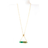 Ferre Milano Necklace Ip Gold With Big Green Stone Pendant