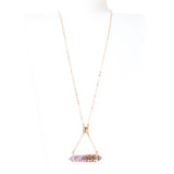 Ferre Milano Necklace Ip Rosegold With Big Purple Stone Pendant