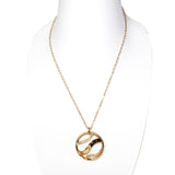 Ferre Milano Accessory Necklace Ip Gold Long Chain Round Pendant With Stone