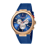 Ferre Milano Men's Chronograph Watch With Blue Rubber Strap