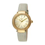 Ferre Milano Ladies Watch With White Mother Of Pearl Dial & Gray Leather Strap