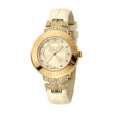 Ferre Milano Ladies Watch Golden Color Case & Beige Leather Strap With Stone - Blue Salon
