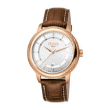 Ferre Milano Men's Watch Ip Rose Gold Case With Brown Leather Strap - Blue Salon