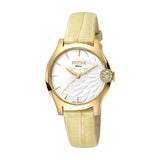 Ferre Milano Ladies Watch Golden Color Case & White Dial With Beige Leather Strap
