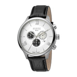 Ferre Milano Men's Chronograph Watch White Dial With Black Leather Strap