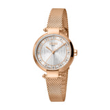 Ferre Milano Ladies Watch Ip Rose Gold Case & Bracelet With White Dial