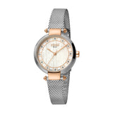 Ferre Milano Two Tone Ladies Watch Silver And Rosegold With Stone