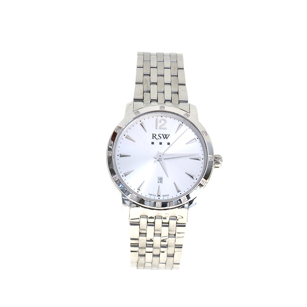 Rsw Ladies Stainless Steel Watch With Metal Bracelet & White Dial | Fashion Watches | GCC | SP | Womens Rsw Ladies Stainless Steel Watch With Metal Bracelet & White Dial | Fashion Watches | GCC | SP | Womens