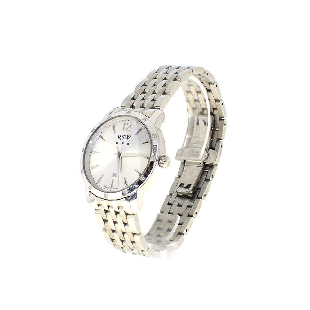 Rsw Ladies Stainless Steel Watch With Metal Bracelet & White Dial | Fashion Watches | GCC | SP | Womens Rsw Ladies Stainless Steel Watch With Metal Bracelet & White Dial | Fashion Watches | GCC | SP | Womens