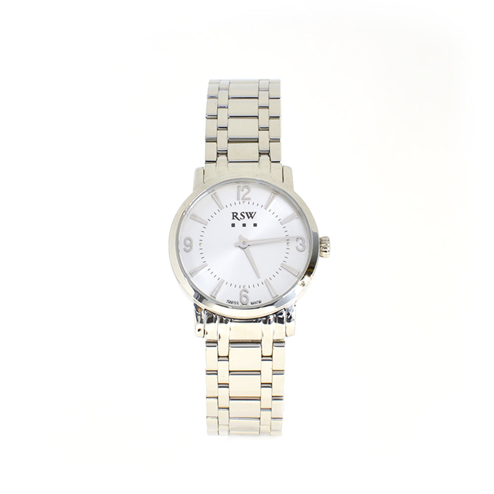 Rsw Ladies Stainless Steel Quartz Watch With Metal Bracelet & White Dial | Fashion Watches | GCC | SP | Womens Rsw Ladies Stainless Steel Quartz Watch With Metal Bracelet & White Dial | Fashion Watches | GCC | SP | Womens