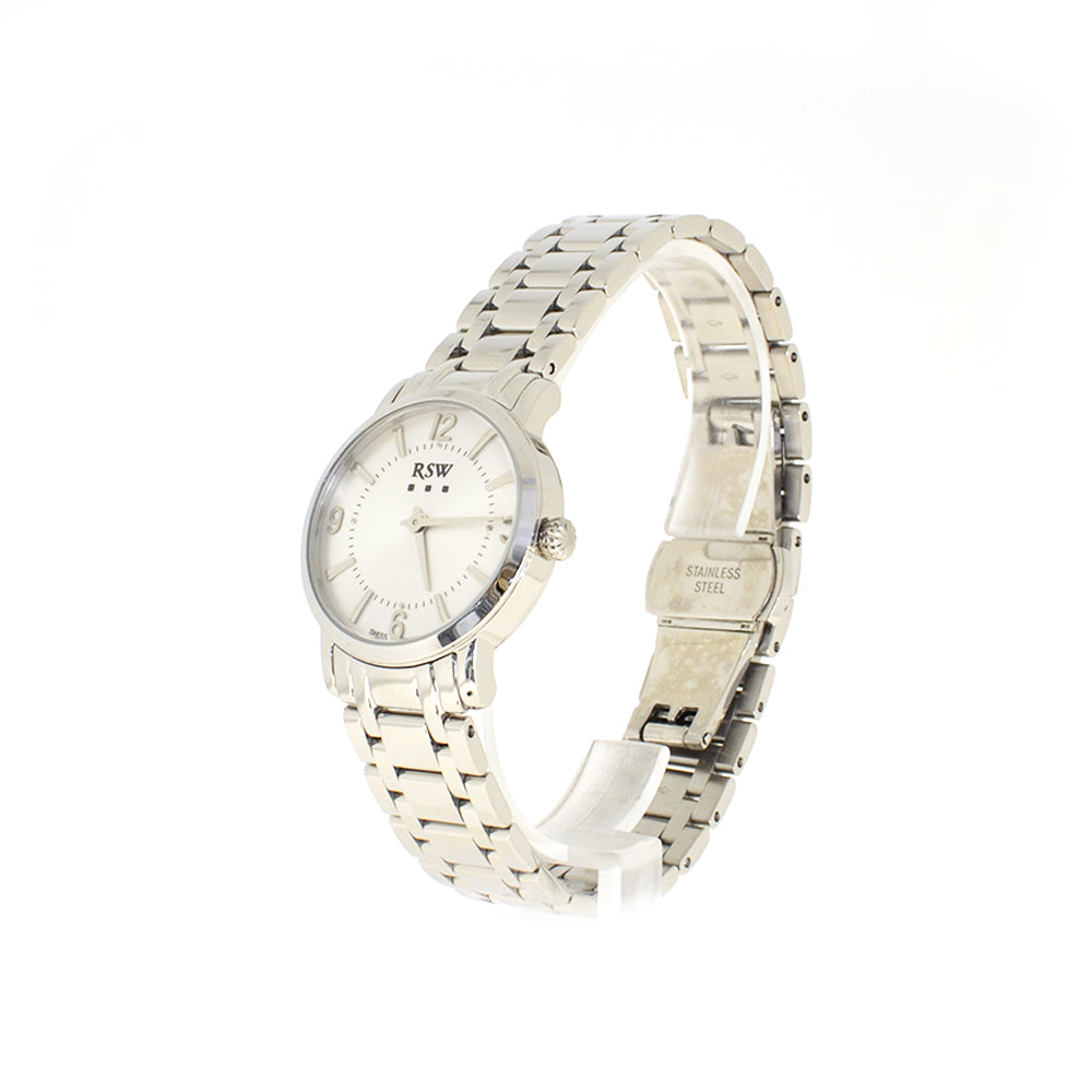 Rsw Ladies Stainless Steel Quartz Watch With Metal Bracelet & White Dial | Fashion Watches | GCC | SP | Womens Rsw Ladies Stainless Steel Quartz Watch With Metal Bracelet & White Dial | Fashion Watches | GCC | SP | Womens