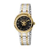 Roberto Cavalli by Franck Muller Women's Watch, Two Tone Silver & Gold Case and Black Dial

Description: