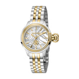 Roberto Cavalli by Franck Muller Women's Watch, Two Tone Silver & Gold Color Case, Silver Dial