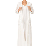 سالي بوبي طقم ثوب نوم قطن لون عاجي مقاس S