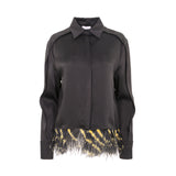 Sfizio Women's Satin and Feathers  Shirt