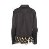 Sfizio Women's Satin and Feathers  Shirt