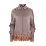 Sfizio Women's Satin and Feathers  Shirt