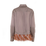 Sfizio Women's Satin and Feathers  Shirt