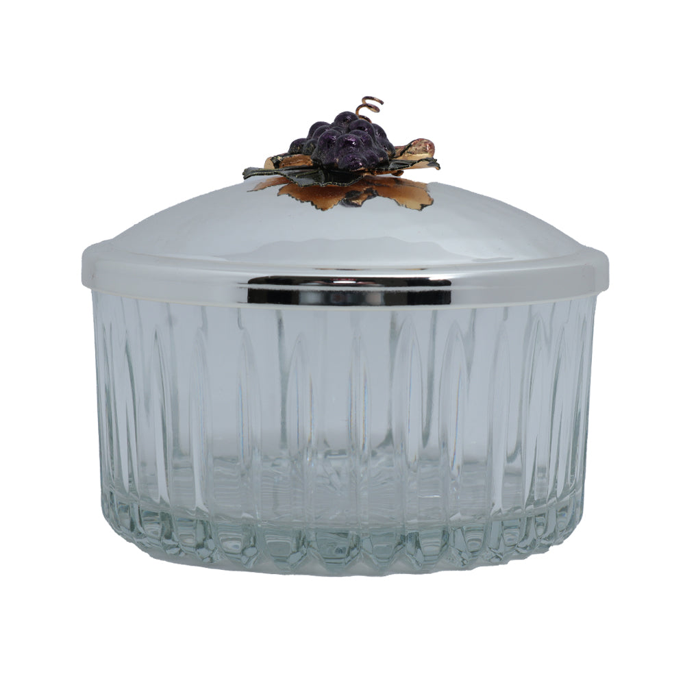 Select Home Grape Splayed Cut Glass Case 13x7 Cm Silver