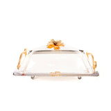 Select Home New Magnolia Cd Rectangular Tray With Cover 28x40 Silver