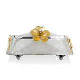 Select Home New Magnolia Rectangular Tray With Cover 30x44 Cm Silver