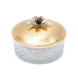 Select Home New Lotus Splayed Cut Glass Case 19x8 Cm Matt Gold
