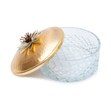 Select Home New Lotus Splayed Cut Glass Case 19x8 Cm Matt Gold