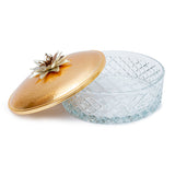 Select Home New Lotus Splayed Cut Glass Case 25x8 Cm Matt Gold