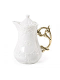 Seletti I-Wares Teapot In Porcelain With Gold Handle 13 Cm, h 23