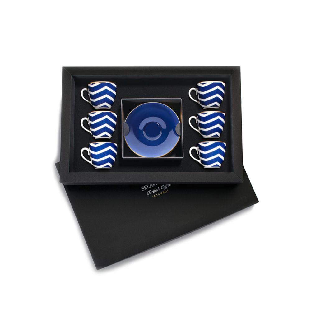 Selamlique Set of 6 cups Zigzag Navy Blue | Accessories | Newcode | ramadan21 Selamlique Set of 6 cups Zigzag Navy Blue | Accessories | Newcode | ramadan21