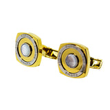 Smalto Cufflinks Ip Gold Square Design With Mother Of Pearl